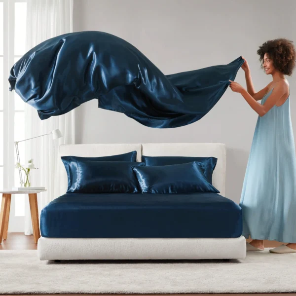 4/6 Pieces Solid Satin Sheet Set