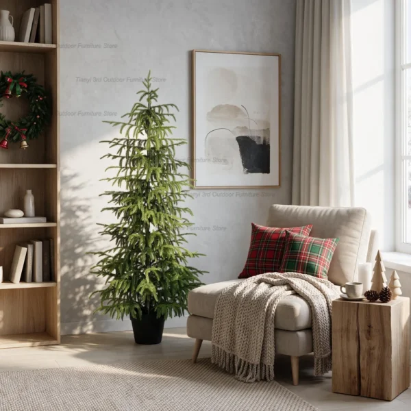 4FT Artificial Real Touch Norfolk Pine Tree 1pc/set, Potted Plants for Christmas, Easy Fluff & Store, Indoor Outdoor Decor
